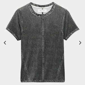 NWT Rag & Bone Miramar Jersey Baby Tee in Washed Black, Size XS MSRP $188